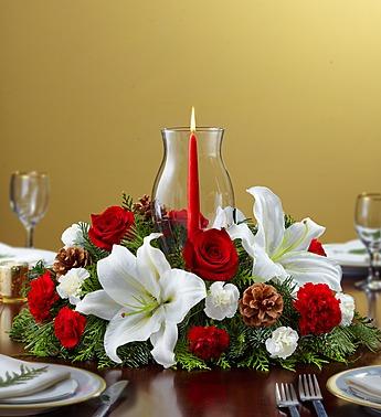 Holiday Centerpiece with Glass Hurricane
