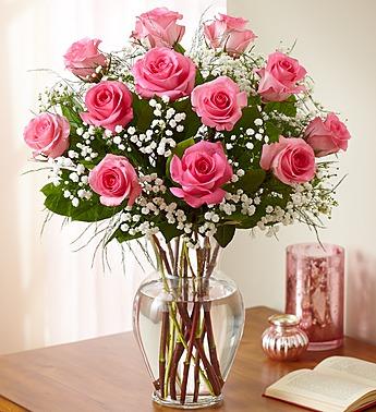 Rose Elegance™ Premium Long Stem Pink Roses Flower Bouquet
