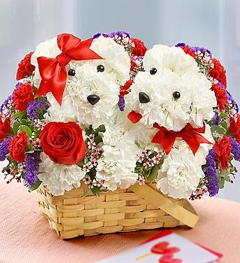 Lucky in Love - Two Dog Flower Basket