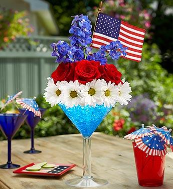 Cheers to the Red, White and Blue Flower Bouquet
