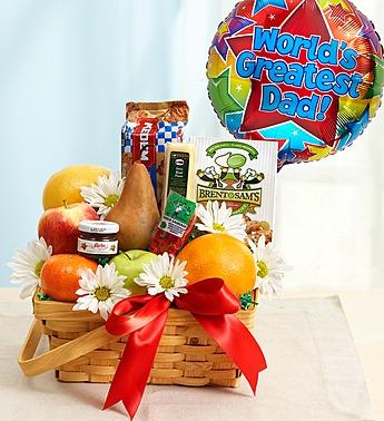 Fruit and Gourmet Basket for Dad Flower Bouquet