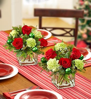 Colors of Christmas Centerpiece Flower Bouquet