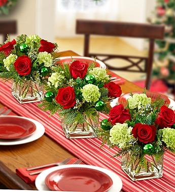 Colors of Christmas Centerpiece Flower Bouquet