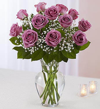 Rose Elegance™ Premium Long Stem Purple Roses Flower Bouquet