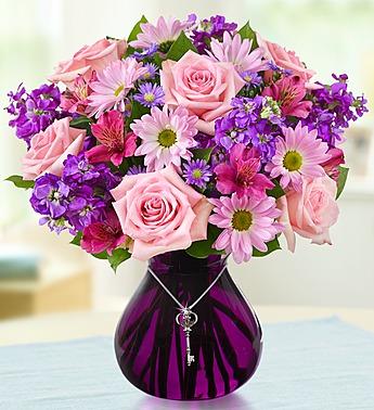 Lavender Dreams™ with Key Necklace Flower Bouquet