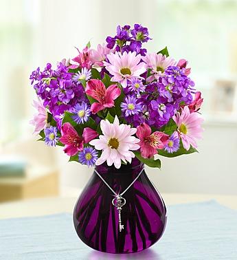 Lavender Dreams™ with Key Necklace Flower Bouquet