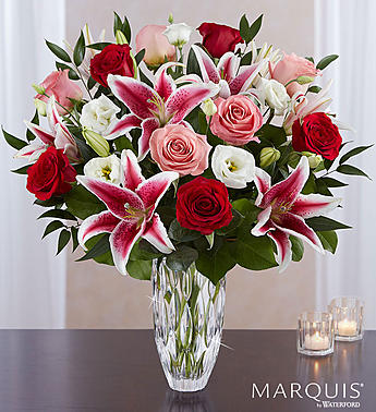 Marquis by Waterford® Red Rose and Lily Bouquet Flower Bouquet