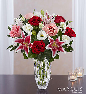 Marquis by Waterford® Red Rose and Lily Bouquet Flower Bouquet