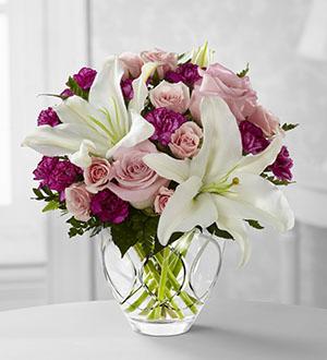 Perfect Day - Oriental Lilies w/ Pink Roses & Carnations Flower Bouquet