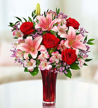 Key to My Heart - Pink & Red Romantic Flowers
