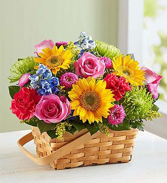 Sunny Garden Basket™ - Colorful Flower Basket Flower Bouquet