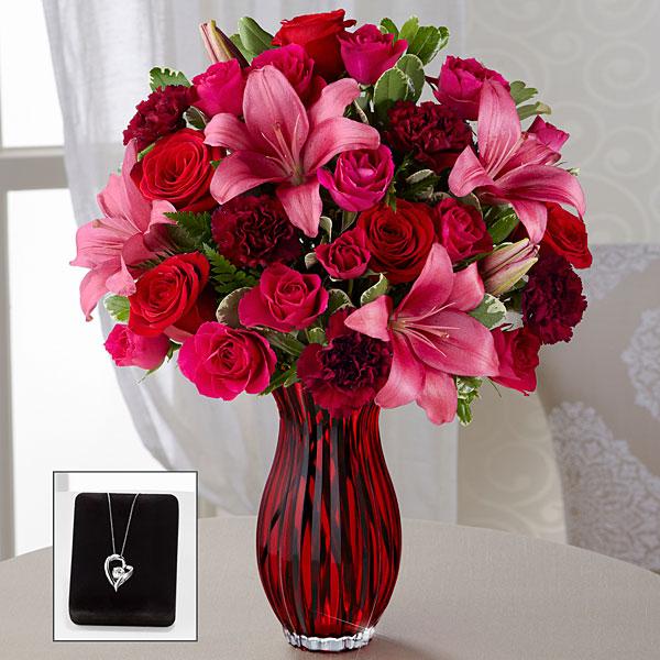 The FTD® Lasting Romance® Bouquet with Heart Pendant Flower Bouquet