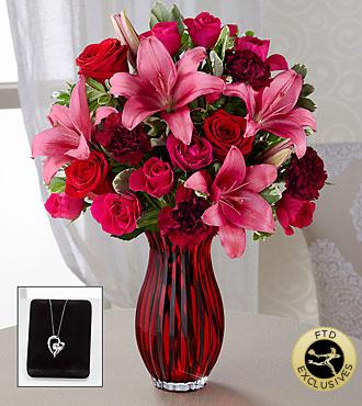 The FTD® Lasting Romance® Bouquet with Heart Pendant