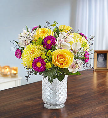 Beaming Sunshine in White Mosaic Vase