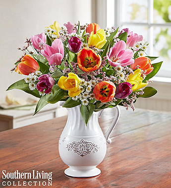 Fresh Spring Tulip Pitcher by Southern Living™ Flower Bouquet