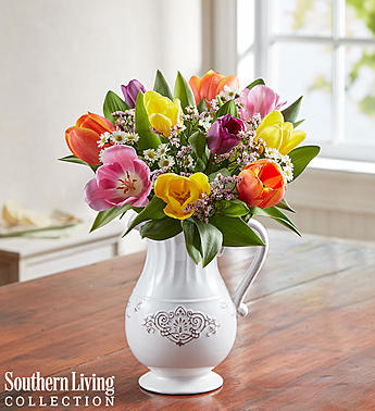 Fresh Spring Tulip Pitcher by Southern Living™ Flower Bouquet