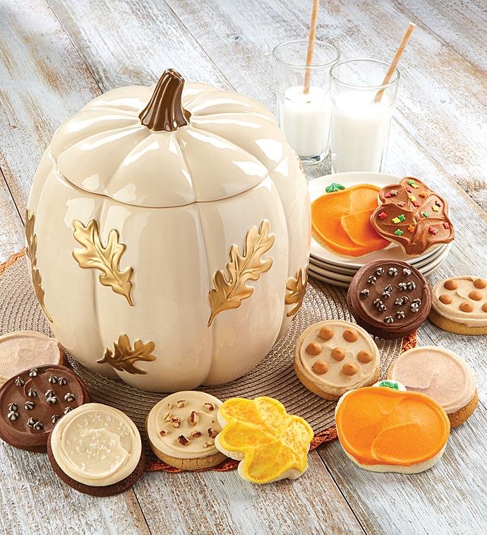 Cheryl's Cream & Gold Pumpkin Cookie Jar