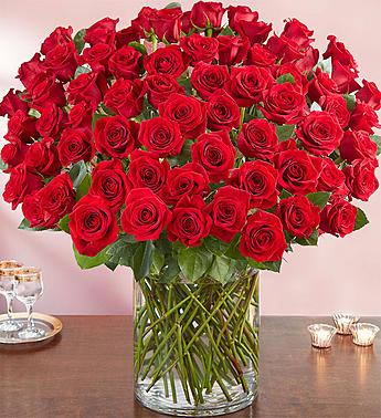 100 Premium Long Stem Red Roses Flower Bouquet