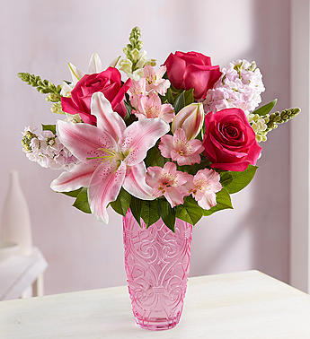 Mother's Embrace™- ONLY AVAILABLE IN CLEAR GLASS VASE Flower Bouquet