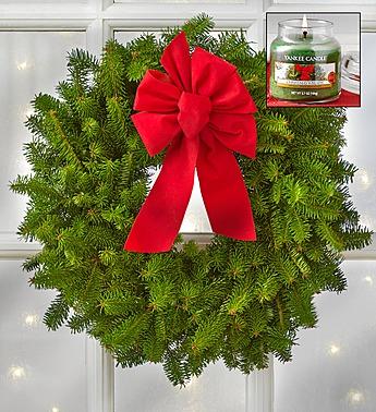 Christmas Wreath with Free Yankee Candle® Flower Bouquet
