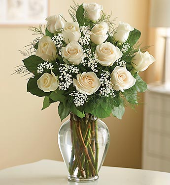 Rose Elegance Premium Long Stem White Roses Flower Bouquet