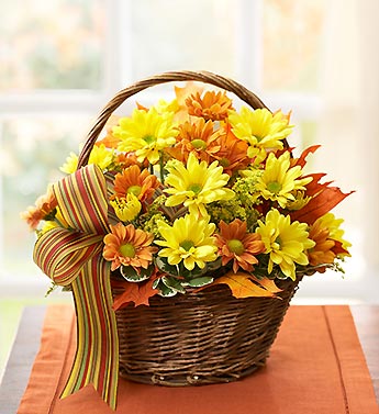 Fall Daisy Basket Flower Bouquet