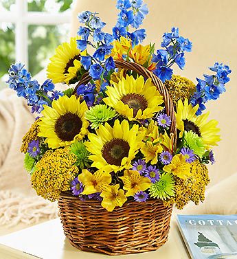 Fields of Europe for Summer Basket Flower Bouquet