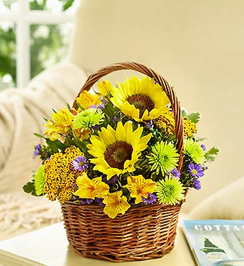 Fields of Europe for Summer Basket Flower Bouquet