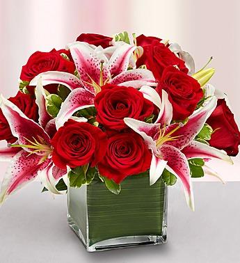 Modern Embrace 
Red Rose and Lily Cube
