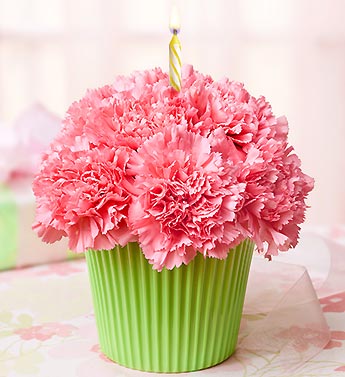 Cupcake in Bloom Pink Flower Bouquet