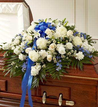 Cherished Memories Half Casket Cover-Blue & White