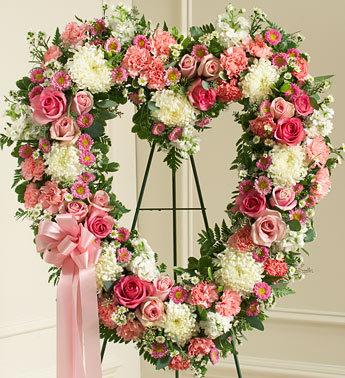 Always Remember Floral Heart Tribute - Pink Flower Bouquet