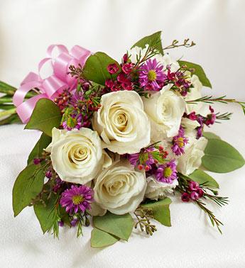 Lavender and White Tied Nosegay Flower Bouquet