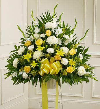 Heartfelt Sympathies Standing Basket - Yellow