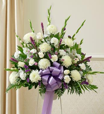 Heartfelt Sympathies Standing Basket - Lavender Flower Bouquet
