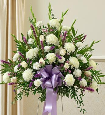 Heartfelt Sympathies Standing Basket - Lavender Flower Bouquet