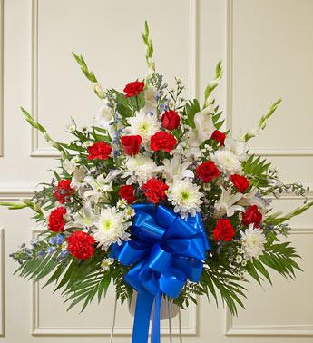 Red White And Blue Sympathy Standing Basket
