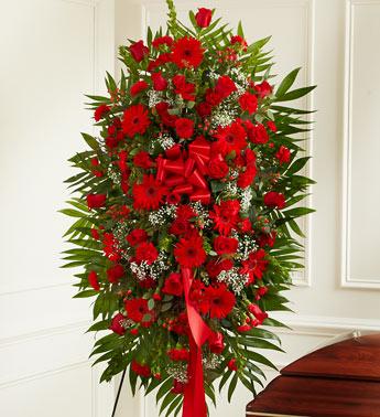 Deepest Sympathies Standing Spray - Red Flower Bouquet