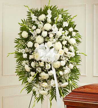 Deepest Sympathies Standing Spray - White Flower Bouquet