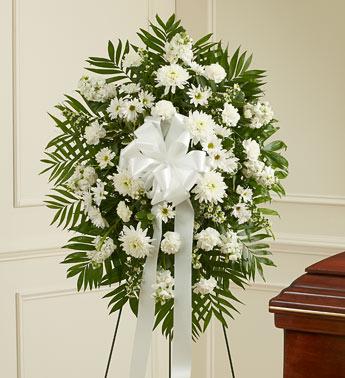 Deepest Sympathies Standing Spray - White Flower Bouquet