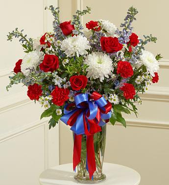 Beautiful Blessings Vase Arrangement - Red, White and Blue