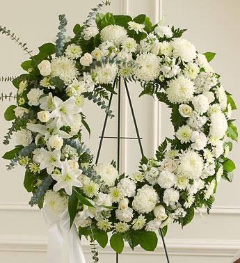 Serene Blessings - White Funeral Wreath