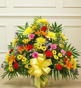 Heartfelt Tribute Floor Basket Arrangement - Bright