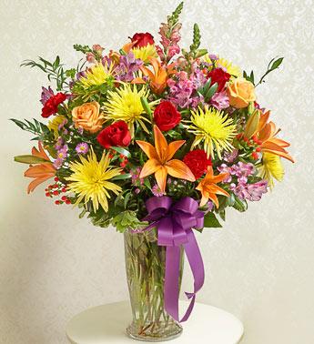 Beautiful Blessings Vase Arrangement - Bright Flower Bouquet