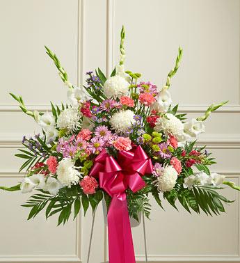 Heartfelt Sympathies Standing Basket - Pastel Flower Bouquet