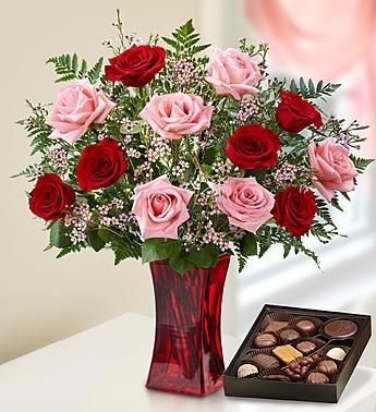 Shades of Pink and Red™ Premium Long Stem Roses Flower Bouquet