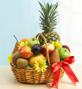 Deluxe All-Fruit Basket with Fresh & Ripe Fruits Flower Bouquet