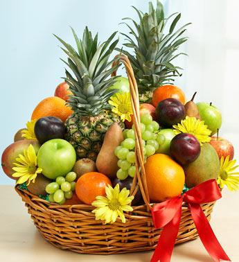 Deluxe All-Fruit Basket with Fresh & Ripe Fruits Flower Bouquet