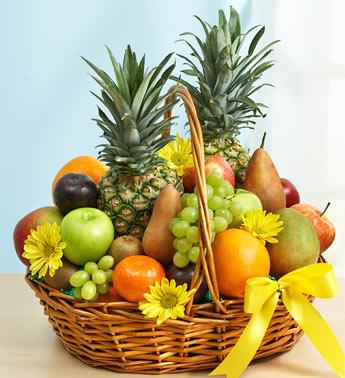 Deluxe All Fruit Basket for Sympathy Flower Bouquet