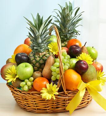 Deluxe All Fruit Basket for Sympathy Flower Bouquet
